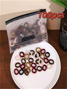 10/50/100/200/400/800pcs/Set Small Women's Elastic Hair Ties, Morandi Color Thumb Rings, Colorful Multicolor Coffee High Elasticity Hair Ropes - Morandi Color - View 7