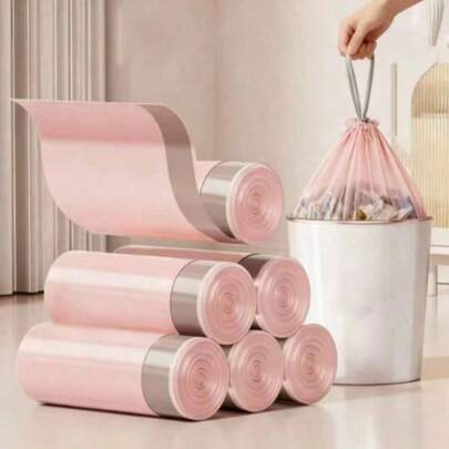 30 túi rác dùng một lần màu hồng, cỡ nhỏ, bền và nhẹ, thích hợp cho thùng rác văn phòng và gia đình.