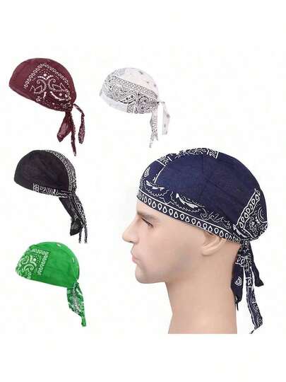 Diadema con diseño de flor de anacardo; Diadema transpirable y absorbente del sudor de estilo callejero hip hop para todas las estaciones; (Accesorios frescos con estampado aleatorio)
