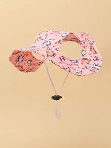 Sombrero de sol a prueba de viento lindo, material de poliéster, diseño con orejas expuestas, antideslizante y antidesprendimiento, accesorio esencial para perros y mascotas, adecuado para que mascotas pequeñas lo usen al aire libre todo el año - Multicolor - Ver 1