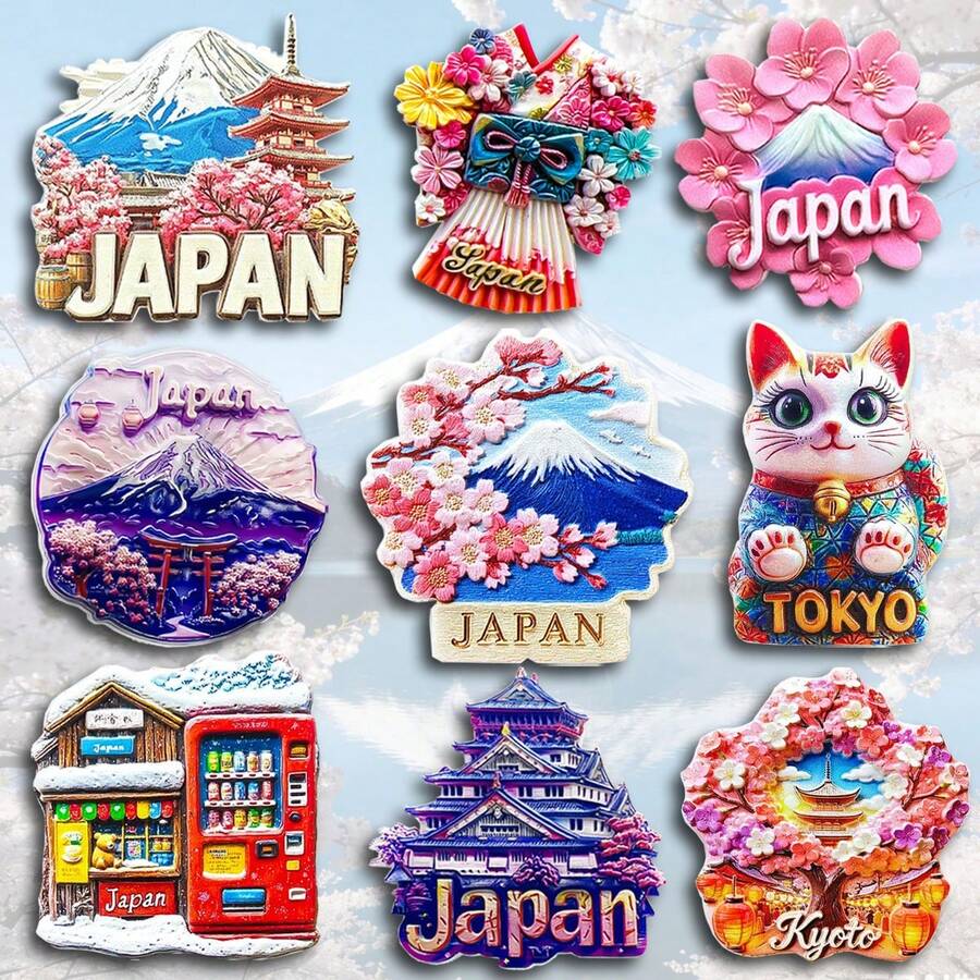1个3D树脂冰箱贴,日本旅游纪念品,大阪山和服招财猫鸟居,京都樱花,东京北海道,磁性贴纸套装,墙面家居装饰磁性贴纸,厨房卧室橱柜艺术,南美旅行有意义创意小礼物 - 多色 - 查看 1