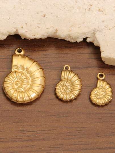 3件套夏季海滩海洋系列吊坠饰品，散装不锈钢海螺贝壳吊坠，适用于珠宝制作，适合DIY手链、项链、耳环等配饰工艺品