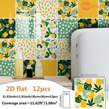 12 piezas de pegatinas de azulejos con diseño floral de plantas, resistentes al agua y al aceite, calcomanías de vinilo removibles para salpicadero de cocina - 12 piezas - Ver 13