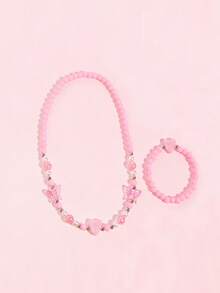 2pcs/Set Girls Sweet Cute Butterfly & Flower Beaded Necklace Jewelry Set, Suitable For Party, Gathering, Gift And Daily Wear - one-size - View 11