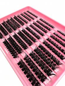 280簇，蓬松柔软睫毛，60D-80D-100D，9mm/11mm/13mm/15mm/17mm混合长度预制扇形俄式浓密3D簇状睫毛嫁接套装，单根睫毛，仿晒，簇状睫毛，睫毛簇，精致礼品，新手友好型睫毛簇，单根睫毛，假睫毛，假睫毛 - D - 查看 5