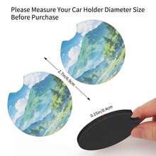 2个风景图案防滑杯垫，必备车载配件，简约车载杯架 - A - 查看 8