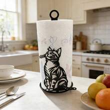 猫形厨房台面纸巾架，独立式卷纸分配器，厨房收纳架，简约温馨风格，经济实用 - A - 查看 6