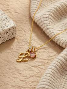 1 Mặt dây chuyền chữ cái bằng thép không gỉ, sang trọng, tối giản, dễ thương, đính đá Cubic Zirconia, có thể cá nhân hóa, là món quà độc đáo dành cho bạn gái và mẹ, kiểu dáng cổ điển và đơn giản, phù hợp cho cả nam và nữ, giản dị và dễ thương, có thể tùy chỉnh, là món quà lý tưởng cho bạn trai, bạn gái, bố, mẹ và gia đình. - Vàng - Xem 3