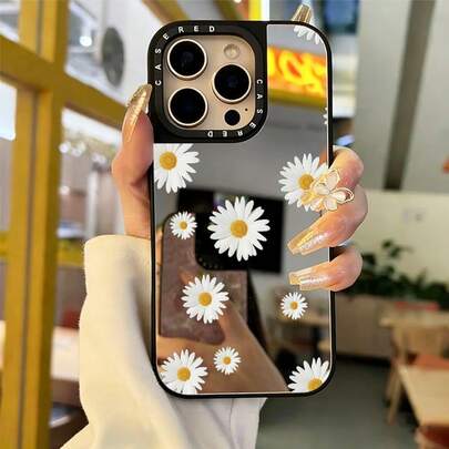 多花镜面多功能化妆镜手机壳，简约防摔，多功能保护，不褪色，适用于苹果 AIR/17proMax/17pro/17/15ProMax/15Pro/15Plus/15/XSMax/XR/X/7Plus/7/16ProMax/16Pro/16Plus/16/14ProMax/14Pro/14Plus/14/13ProMax/13Pro/13/12ProMax/12Pro/12/11ProMax/11/15ProMax/Ultra 系列