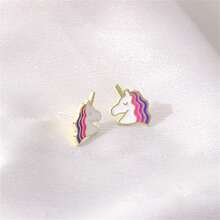 Unicorn Enamel Earrings Ear Stud Daily Jewelry Gift For Friends Fashion Refinement - Multicolor - View 7