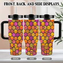 He-Lluva Boss And Haz-Bin Hotel 40oz Insulated  Tumbler With Handle And Straw Lid, 18/8 Stainless Steel Vacuum Travel Mug, Leak-Proof Reusable Water Bottle, Car Cup Holder Friendly For Gym, Work, And Outdoor Travel - black - 查看 5