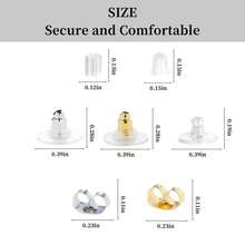 Bộ 530 chiếc nút chặn khuyên tai bằng nhựa trong suốt, kim loại, cao su, silicon, phù hợp với khuyên tai móc và các loại khuyên tai khác, có thể chọn mua lẻ 50-100 chiếc/gói. - Nút bịt tai - Xem 2