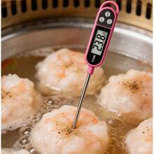 不锈钢数字食品温度计，带长探针，适用于烧烤、奶粉和室温测量 - 带液晶显示屏，无需电池，食品温度计 - A - 查看 4