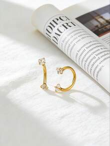 Bộ 2 khuyên mũi và khuyên lông mày bằng thép không gỉ hình chữ U và chữ C thời trang, đính đá Zirconia. - Vàng - Xem 8