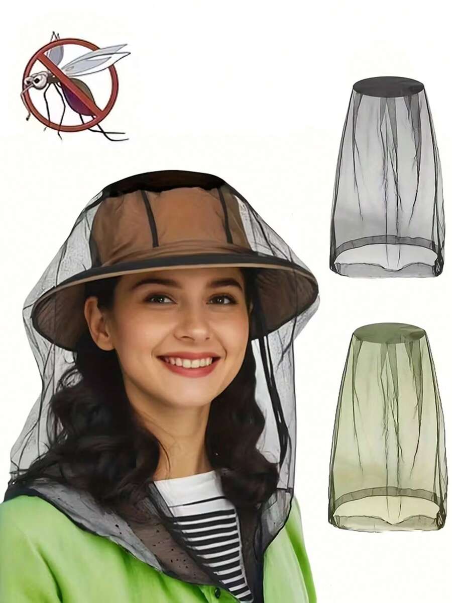 1pc Extra Large Mosquito Net With Face Mask Attachment - Durable Anti-Insect Mesh, Fine Mesh To Prevent Bugs, Can Be Used With Hat/Head, Suitable For Fishing And Hunting - Can Prevent West Nile Virus And Zika Virus - Available In Black And Green - A - View 1