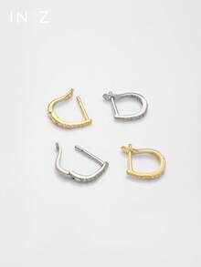 1pc Pure Silver Horseshoe Shaped Earring With Zirconia Stone, Comfortable Wear, Low Allergy, Suitable For Men And Women, 0.77cm Inner Diameter, Exquisite Jewelry Gift For Party And Birthday, Sold Individually (Not A Pair) - Multicolor - View 4