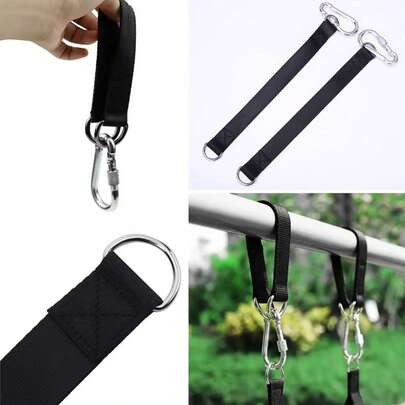 2pcs Thick Hanging Straps With Carabiners, Suitable For Indoor/Outdoor Swing, Hammock, Basket, Fitness Training Suspension Straps