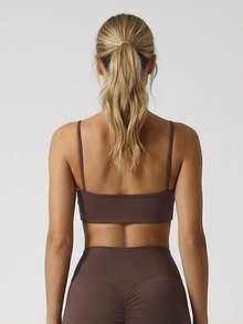 Sodalemon Women's Adjustable Strap Racerback Sports Bra - Brown - View 7