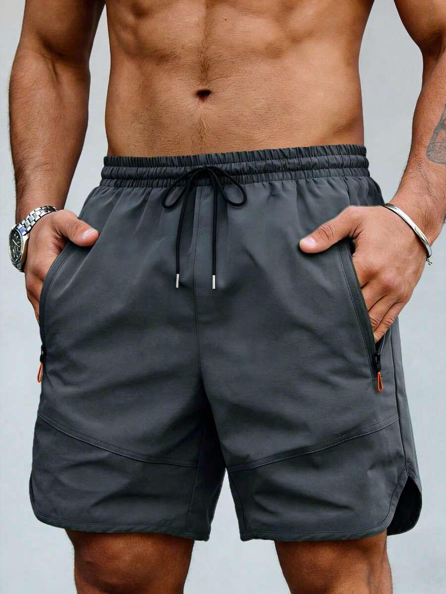 Quần short thể thao nam dài đến đầu gối, nhanh khô, thoáng khí, có chun co giãn và túi, thích hợp cho bãi biển, hoạt động ngoài trời, hồ bơi và tập luyện. - Xám - Xem 1