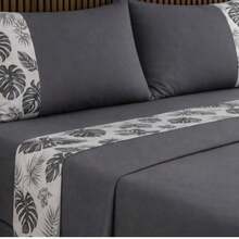Alegra 400 Thread Count Silk Touch 4-Piece Sheet Set For Double/Queen/King Sizes - Premium Comfort - Luxury Monstera Leaf - View 2