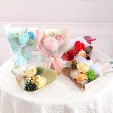 Bó hoa hồng thơm 3 bông, quà tặng Ngày Valentine, quà tặng 520, quà tặng mùa tựu trường, quà tặng lễ hội - màu xanh lá - Xem 5