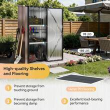 AOXUN 3'x2' Metal Storage Shed With 2 Adjustable Shelves, Small Lockable Tool Cabinet For Garden, Patio & Backyard Organization, Brown - A - View 4