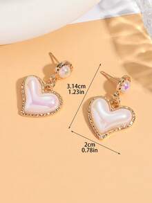 1 Đôi bông tai hình trái tim nàng tiên cá bất đối xứng, món quà đôi thời trang, đa năng và tinh tế. - Bông tai nàng tiên cá hình trái tim bất đối xứng - Xem 4