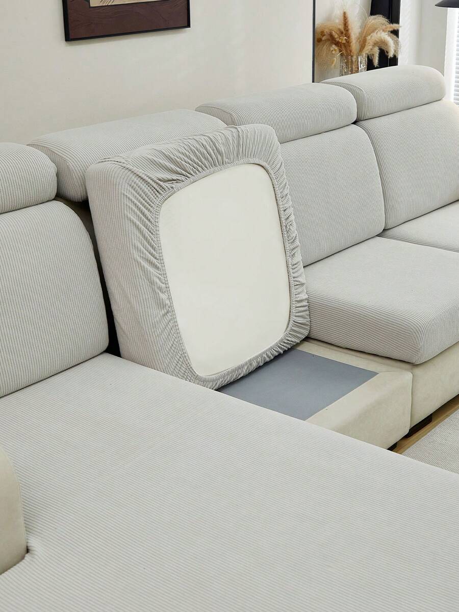 1 chiếc bọc ghế sofa, bọc đệm sofa kẻ sọc jacquard, phong cách tối giản hiện đại, co giãn, chống bụi và chống trượt, phù hợp cho phòng khách, phòng ăn, nhà ở, mọi mùa. - Màu Xám nhạt - Xem 1