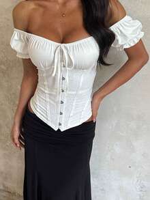 Summer Top, White Top, Suitable For Casual Daily Wear, Women's Concert And Holiday Occasions, Elegant Women's Top, Outing Top - White - View 4