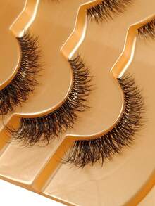 Hinarin 7对D卷翘假睫毛，自然妆效，透明带，条状假睫毛，打造宛如嫁接般的猫眼妆，轻盈凌乱，时尚女孩必备 - 黑色 - 查看 5