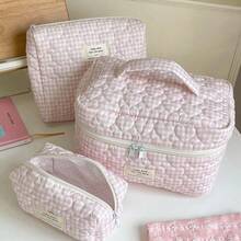 1Pc/Set Gingham Pattern Cute Makeup Bag Set Portable Travel Makeup Bag Cosmetic Bag Cosmetic Organiser Jewelry Organiser Multifunctional Storage Bag For Women Clutch With Zipper Closure For Cosmetics,Brush,Skincare,Mobile Phone,Coin,Small Items Make Up Bag Skincare Bag Home Decor Bridesmaid Gifts Mom Gifts Birthday Gifts Teacher Gifts Gift For Friends Back To School Gifts Travel Essentials Cruise Essentials Dorm Essentials - 彩色 - 查看 1