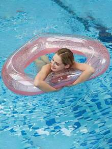 Large Transparent Sequin Swimming Ring, Inflatable Underarm Swim Ring For Adults Made Of Thickened Material, High Buoyancy Cute Pool Float, Summer Water Fun - Multiple Styles - View 9