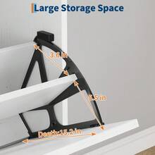 Platzsparender Schuhschrank für Flur – 2 Klappfächer, freistehend, Metallfüße, verstellbares Regal – Modernes Design – Ideal für Eingangsbereich, Diele oder Wohnzimmer - Weiss - Übersicht 3
