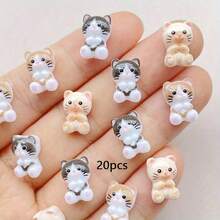 20/50/100pcs Mixed Random Mini Cartoon Fish Craft Decor, Resin DIY Animal Cat Cute Jewelry Accessories - Cat - View 9