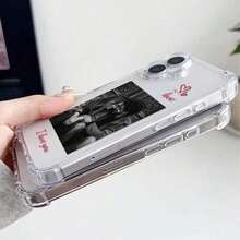 1pc Customizable Phone Case, Text Phone Case, Compatible With Samsung S24 Ultra/S25 Ultra And IPhone17 ProMax/16/15/14 Plus/13 Pro/12 Pro Max/11/7P/XS/XR, Made Of Transparent TPU Material, Scratch-Resistant, Fingerprint-Proof, Personalized Design With Letter Name, Heart Pattern, Suitable For Individual, Holiday, Couple, Family, Friend, Spouse, Sister, Birthday, Anniversary Gift - Clear - View 5