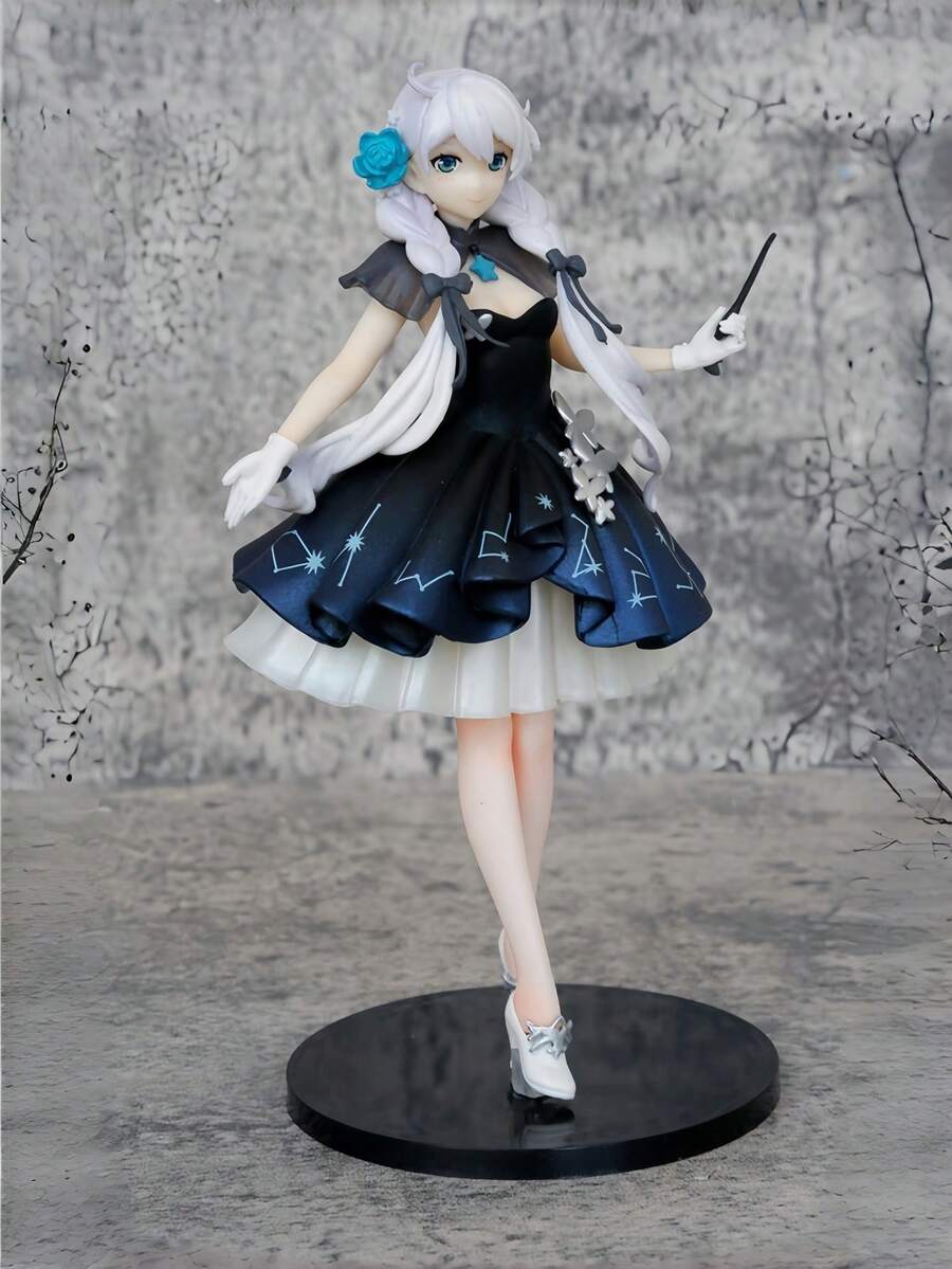 1件动漫手办，白发辫子少女，身着正式礼服，棒状造型，优雅舞台装饰，专业动漫及青年手办，收藏级雕像玩具，多层灯光工艺，适用于汽车、玄关柜、桌面装饰，精美包装，圣诞节、节日礼物 - 彩色 - 查看 1