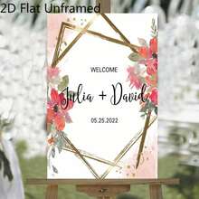 Póster plano 2D, Póster plano 2D, Póster plano 2D personalizado sin marco, Letrero rústico personalizado con nombre y fecha para ceremonia de boda con decoración de corona de margaritas, Impresión en lienzo y obra de arte, Ideal para el Día de San Valentín, Regalo único para mujeres, parejas, amigos, mascotas y familia - Sin marco - Ver 2