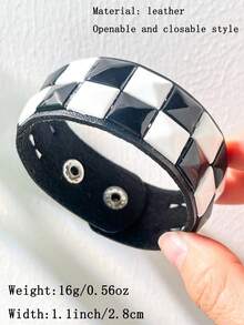 1 pieza Brazalete abierto de estilo punk gótico con cierre de presión y adorno de cruz de strass - Multicolor A - Ver 15