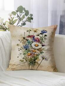 4 Peças Capas de Almofada com Estampa Aquarela Vintage, Adequadas para Diversos Tipos de Almofadas em Quartos, Decoração de Dormitório, Decoração de Feriados, Decoração de Festas (Sem Enchimento de Almofada) (Sem Bordado) (Múltiplos Tamanhos) (Impressão Unilateral) - Multicolorido - Visão 4
