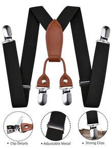 Suspenders For Boys And Girls Toddler, Baby Leather 4 Clips Strong Metal Adjustable Suspender - Multicolor - View 2