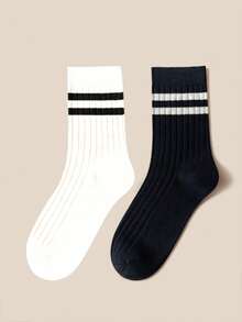 1/2/4/6 pares de calcetines coreanos de estilo coreano para mujer hasta la pantorrilla, calcetines anti-olor, calcetines largos tipo tubo, calcetines largos de estilo japonés, calcetines tipo tripulación, calcetines para parejas, para primavera y otoño - Multicolor - Ver 16