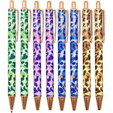 Bộ 8 bút bi kim loại họa tiết rằn ri - Bút bi in hình báo và hổ, kiểu dáng quân đội chiến thuật, mực đen, thích hợp cho nữ, cắm trại, văn phòng phẩm và trường học (Bộ bút bền đẹp) - A - Xem 1