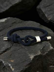 1pc Men's Nylon Rope Bracelet, Retro Minimalist Style, Adjustable Knot, Suitable For Daily Wear, Gift For Boyfriend - Infinite Knot Bracelet - View 1
