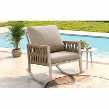Outdoor Rocking Chair (1 Set) With Cross-Rope Weaving Technique, Weatherproof Metal Frame, Comfortable Cushions, Max. 120 Kg, For Garden & Patio - Krem - View 4