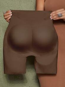 女士提臀塑身衣，收腹提臀，微雕设计，无缝加厚臀部，打造自然提臀效果，女士塑形裤 - 棕色 - 查看 9