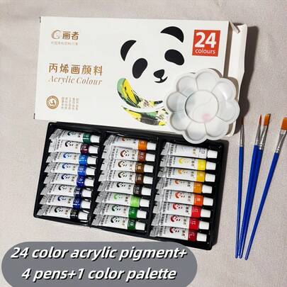 Bộ màu acrylic dành cho người mới bắt đầu - 12/18/24 màu, tuýp 0,17 ounce, kèm cọ và bảng pha màu, phù hợp cho học sinh và người lớn, quà tặng lý tưởng cho mùa tựu trường, dự án vẽ tranh sáng tạo.