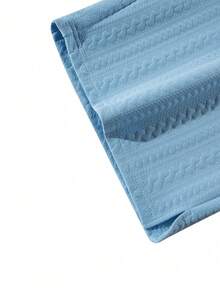 Men's Drawstring Waist Pocketed Casual Jacquard Shorts - Baby Blue - View 5