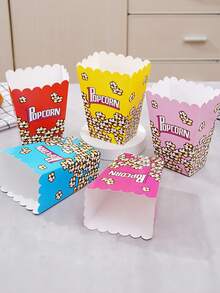 6pcs/18pcs Popcorn Boxes, Paper Food Packaging Buckets, Disposable Popcorn Paper Boxes, Snack Packaging Bags, Paper Cup Takeaway, Popcorn Buckets, Movie Theater Popcorn Boxes - Multicolor - View 8