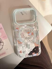 适用于 17 Pro Max 的磁吸式手机壳，透明款，趣味涂鸦狗卡通设计 - 無色 - 查看 3