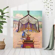 Pintura en lienzo 2D plana, 1 pieza, vertical, de antiguo altar y tienda - Sin marco, adecuada para dormitorio, decoración de pared - Reproducción de arte histórico minimalista para espacios modernos, 2D plana - Enmarcado - Ver 2